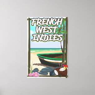 Lienzo Cartel de viaje a la playa de las Antillas Frances