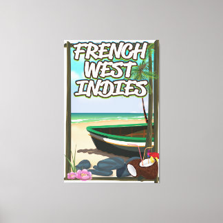 Lienzo Cartel de viaje a la playa de las Antillas Frances