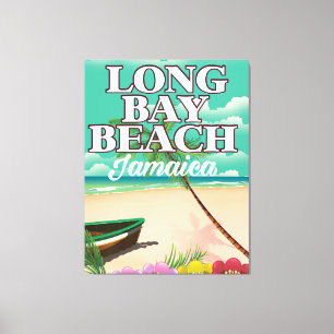 Lienzo Cartel de viaje a la playa de Long bay Jamaica