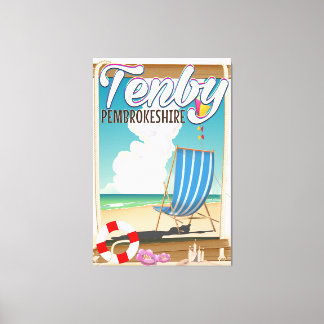 Lienzo Cartel de viaje a la playa de Tenby Pembrokeshire
