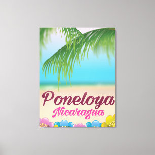 Lienzo cartel de viaje a la playa Poneloya Nicaragua