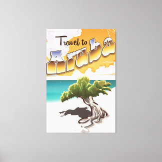 Lienzo Cartel de viaje a la playa vintage de Aruba