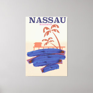 Lienzo Cartel de viaje a Nassau Bahamas playa