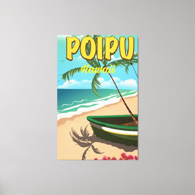 Lienzo Cartel de viaje a Poipu Hawaii (Anverso)