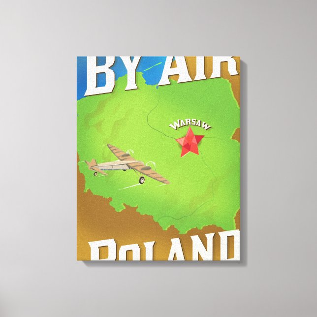 Lienzo Cartel de viaje a Polonia por aire (Anverso)