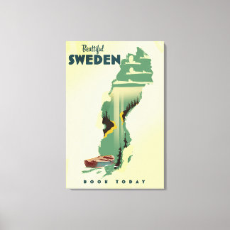Lienzo Cartel de viaje a Suecia hermosa