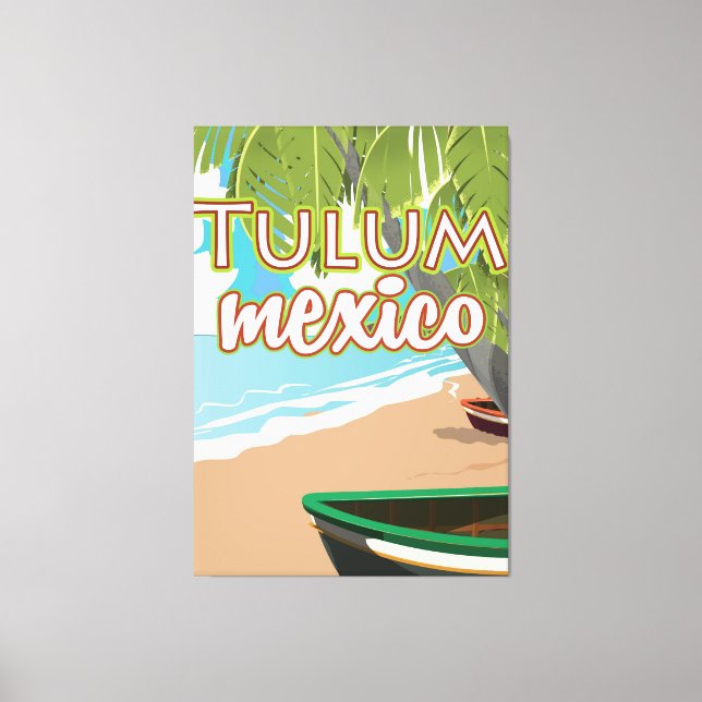 Lienzo cartel de viaje a Tulum, México (Anverso)