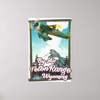 Lienzo Cartel de viaje aéreo Teton Range Wyoming