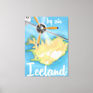 Lienzo Cartel de viaje aéreo vintage de Islandia