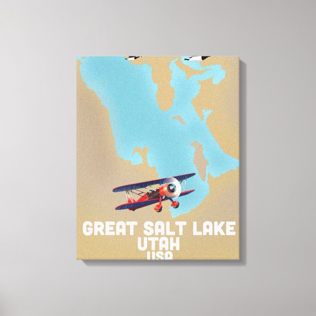 Lienzo Cartel de viaje al Gran Lago Salado, Utah (Anverso)