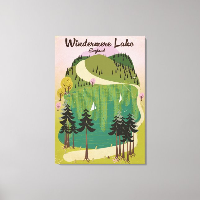 Lienzo cartel de viaje al lago Windermere (Anverso)