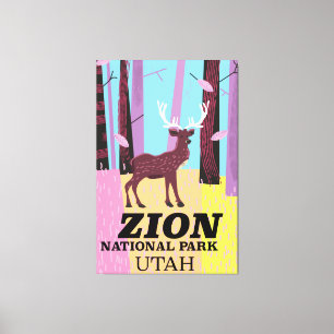 Lienzo Cartel de viaje al parque nacional Zion Utah.