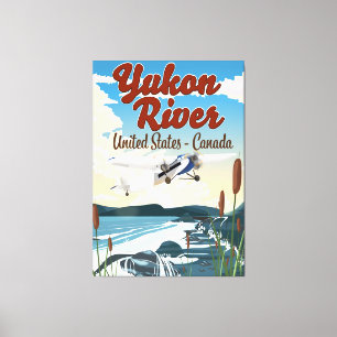 Lienzo cartel de viaje al río Yukon EE. UU. Canadá