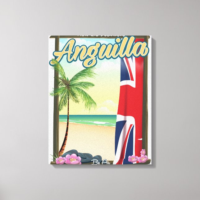 Lienzo cartel de viaje al territorio británico de Anguill (Anverso)