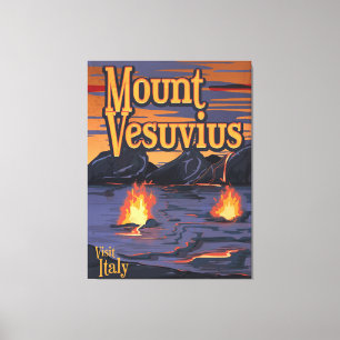 Lienzo cartel de viaje al volcán Monte Vesubio