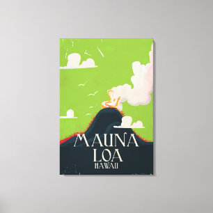 Lienzo Cartel de viaje al volcán Mount Loa de Hawái
