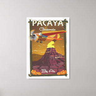 Lienzo Cartel de viaje al Volcán Pacaya Guatemala