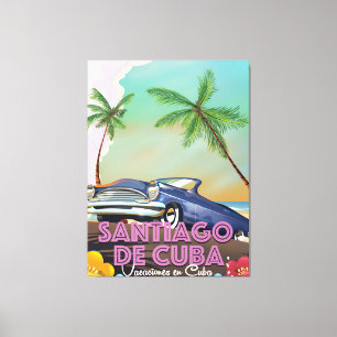 Lienzo Cartel de viaje antiguo de Santiago de Cuba