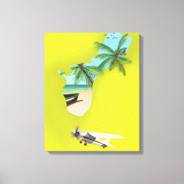 Lienzo Cartel de viaje con mapa ilustrado de Guam (Anverso)