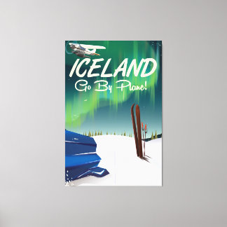 Lienzo Cartel de viaje de avión vintage de Islandia