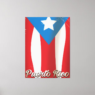 Lienzo cartel de viaje de bandera vintage de puerto rico