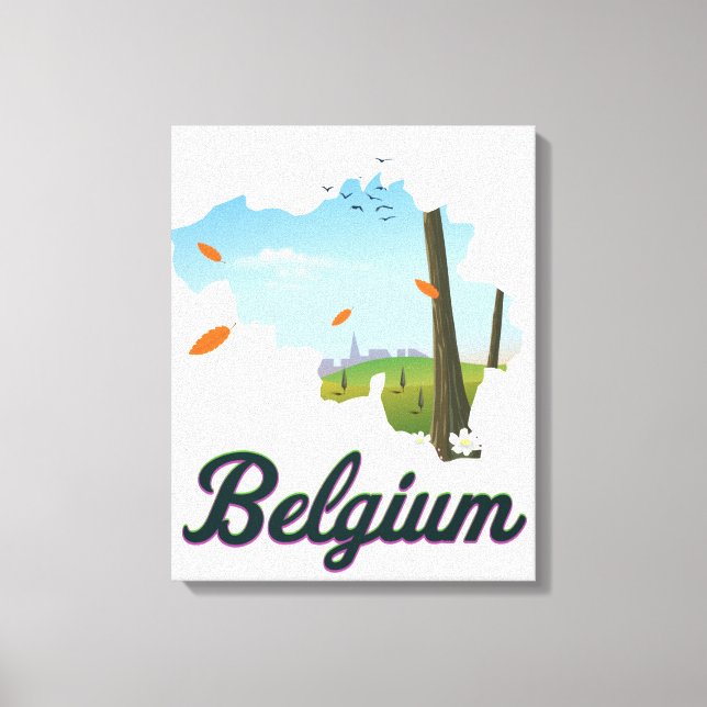 Lienzo Cartel de viaje de Bélgica. (Anverso)