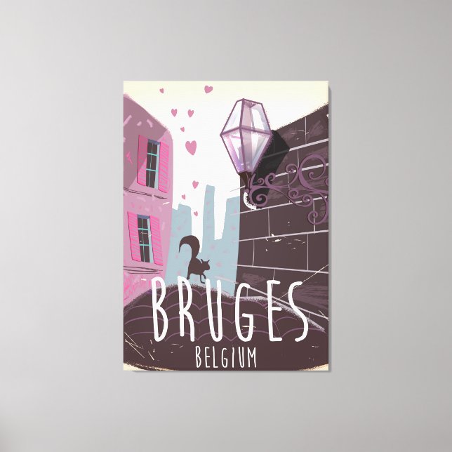 Lienzo Cartel de viaje de Brujas, personalizado belga (Anverso)