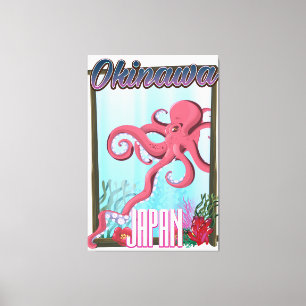 Lienzo Cartel de viaje de calamar de Okinawa Japón