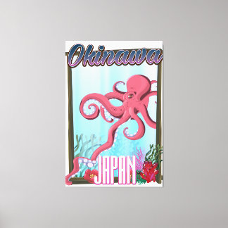 Lienzo Cartel de viaje de calamar de Okinawa Japón