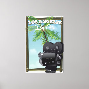 Lienzo Cartel de viaje de cámara de cine de Los Ángeles