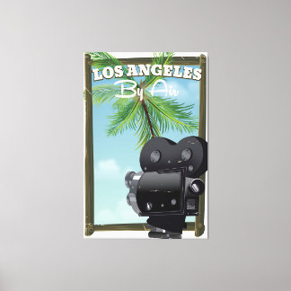 Lienzo Cartel de viaje de cámara de cine de Los Ángeles