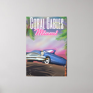 Lienzo Cartel de viaje de Coral Gables Florida EE. UU. añ