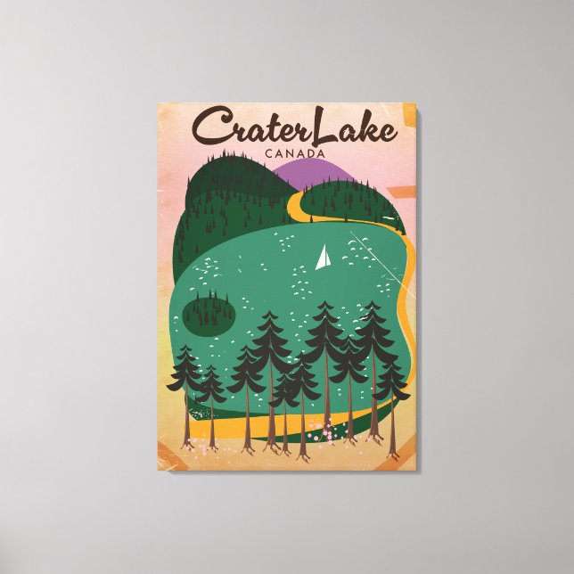 Lienzo Cartel de viaje de cráter lake Canada (Anverso)