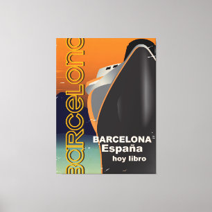 Lienzo cartel de viaje de crucero vintage de Barcelona