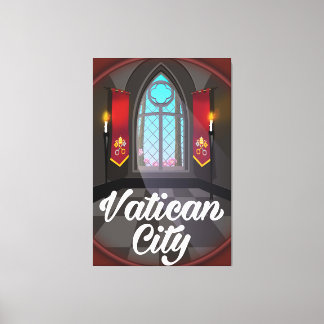 Lienzo cartel de viaje de dibujos animados de la ciudad d