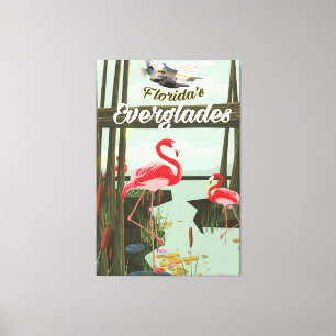 Lienzo cartel de viaje de dibujos animados de los Evergla