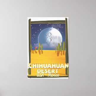 Lienzo Cartel de viaje de dibujos animados del desierto d
