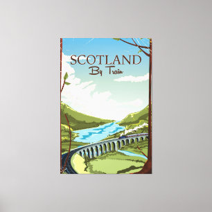Lienzo Cartel de viaje de Escocia en locomotora de tren