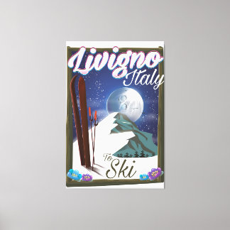 Lienzo Cartel de viaje de esquí a Livigno Italia