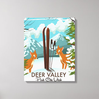 Lienzo Cartel de viaje de esquí de Deer Valley Park City