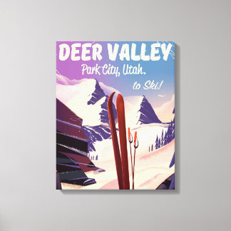 Lienzo Cartel de viaje de esquí de Deer Valley, Park City