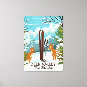 Lienzo Cartel de viaje de esquí de Deer Valley Park City 