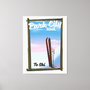 Lienzo Cartel de viaje de esquí de Park City Utah