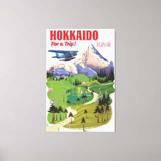 Lienzo Cartel de viaje de estilo vintage de Hokkaido Japó