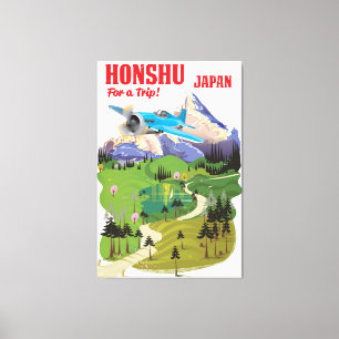 Lienzo Cartel de viaje de estilo vintage de Honshu Japón