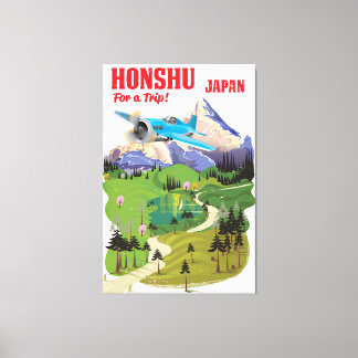 Lienzo Cartel de viaje de estilo vintage de Honshu Japón