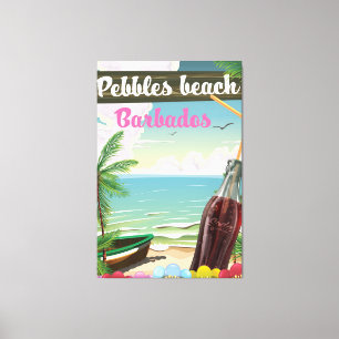 Lienzo Cartel de viaje de estilo vintage de la playa Pebb