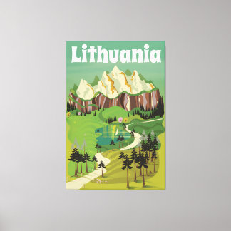 Lienzo Cartel de viaje de estilo vintage de Lituania