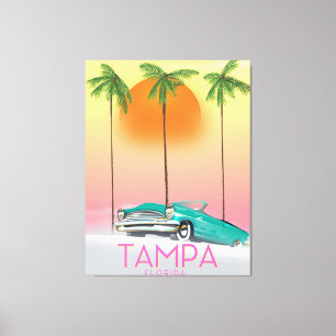 Lienzo Cartel de viaje de estilo vintage de Tampa Florida