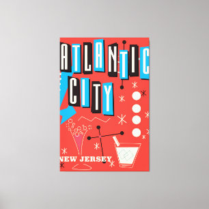 Lienzo Cartel de viaje de juego vintage de la ciudad Atlá